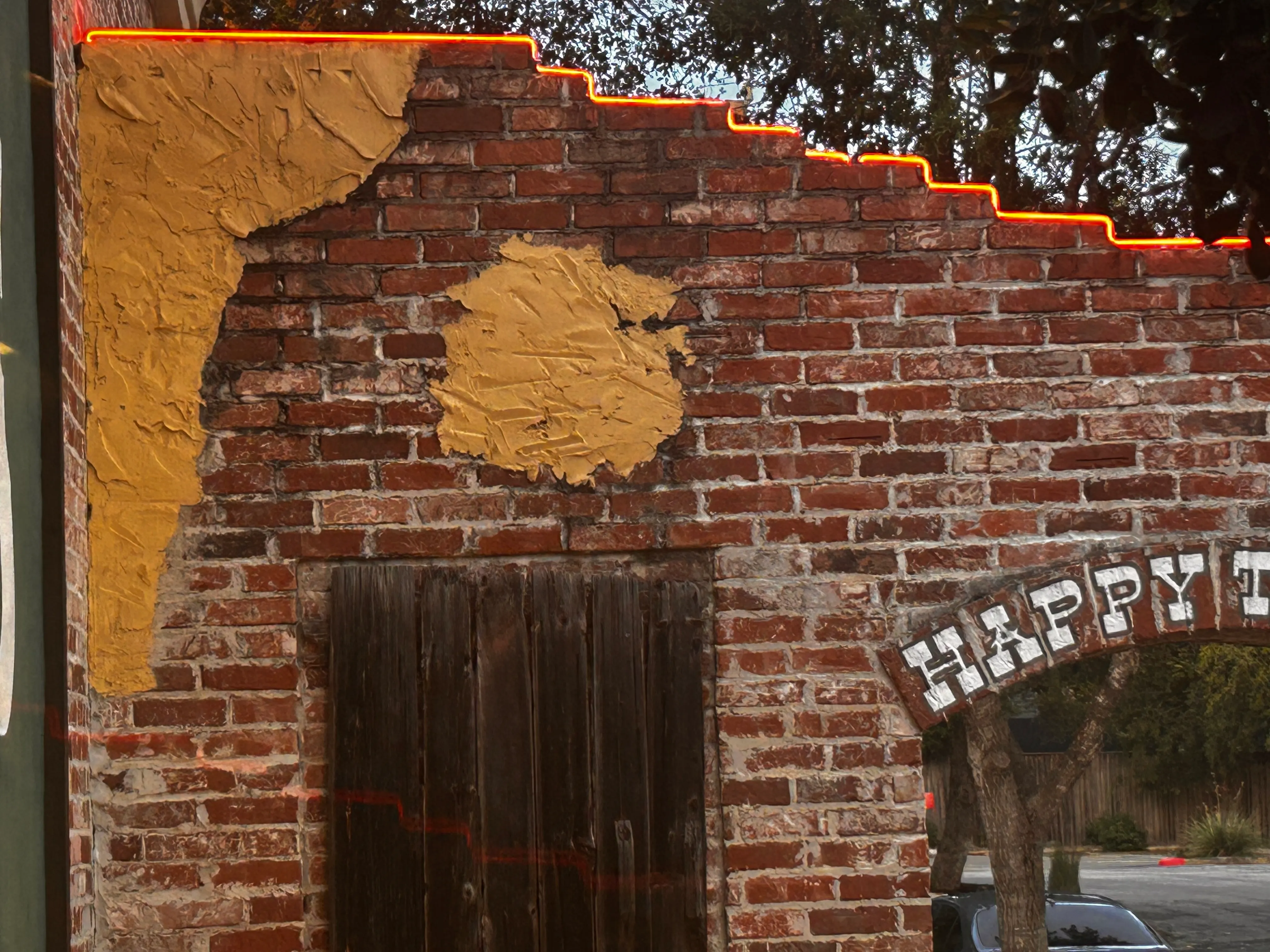 Weathered brick wall architectural detail
